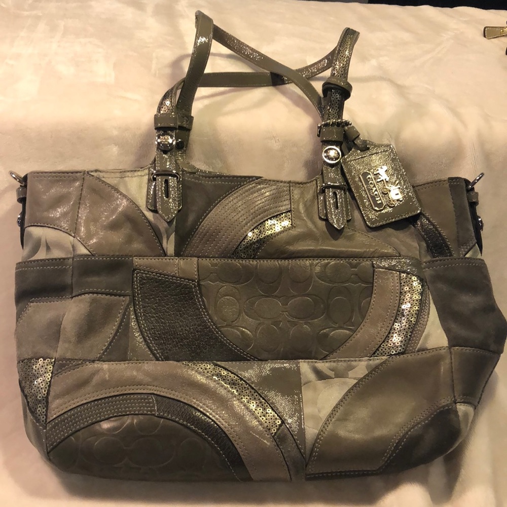 Coach Gray Patchwork Tote